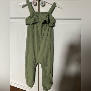 Green Eyelet Ruffle Jumpsuit